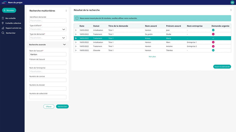 Fiche client pour centre d'appel
